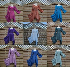Tunic Blouse Long Sleeve Medieval Renaissance Slimming One Size 8 10 12 16 18 20