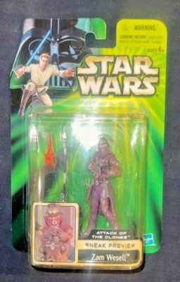 Star Wars Attack of the Clones Zam Wesell Action Figure Sneak P:review
