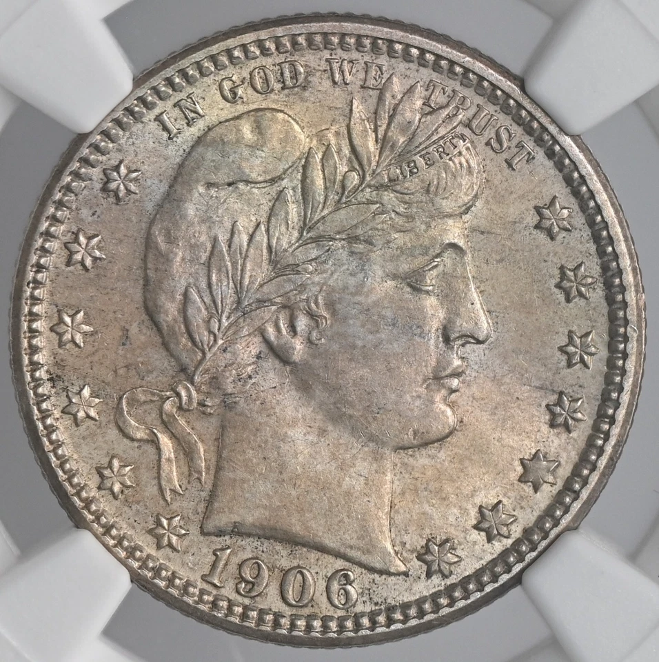 1906-P  25C BARBER SILVER QUARTER NGC MS62  #6904196-035 - FRESHLY GRADED! - Image 2 of 4