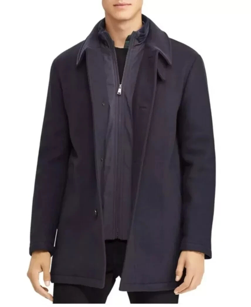 コート Lauren by Ralph Lauren LRL Shrlg Coat Ld44 67382104 Men's Polo Ralph Lauren Melton Navy Car Coat 44R 44 R Wool
