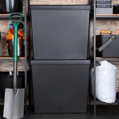 24L/36L/45L/62L/92L Heavy Duty Recycled Plastic Stackable Storage Box Lids Black - Picture 59 of 66