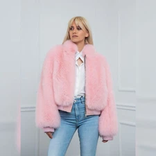 Women Real Fox Fur Coat Natural Genuine Fur Bomber Jacket Winter Thick Outwear ​