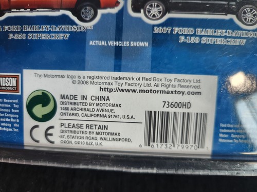 MOTORMAX 1:64 DIECAST 2004 HARLEY DAVIDSON FORD F-350 SUPERCREW TRUCK RARE NIP!! - 第 4/4 張圖片