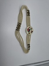 Vintage 1970's Butterfly  Peony Floral Cloisonn  Enamel Belt 30  -33  Bohemian