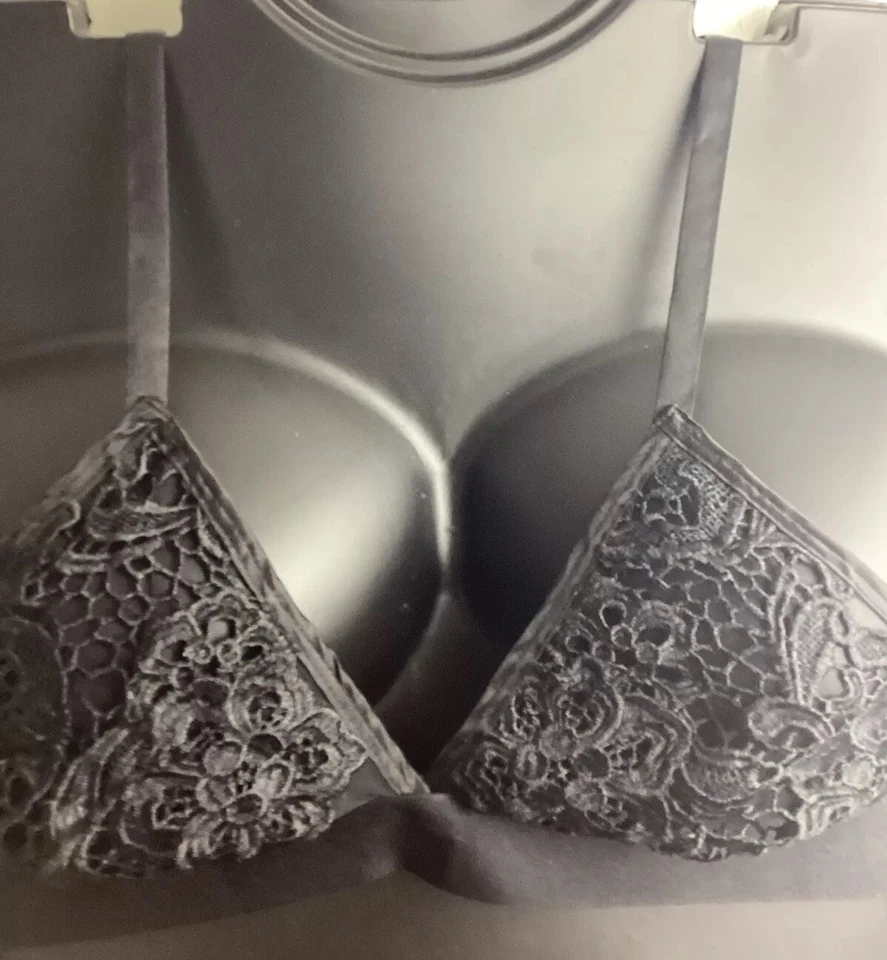 Sexy Sheer Lace Bralette Lingerie BLACK Crochet Netting Cacique Lane Bryant - Image 3 of 4