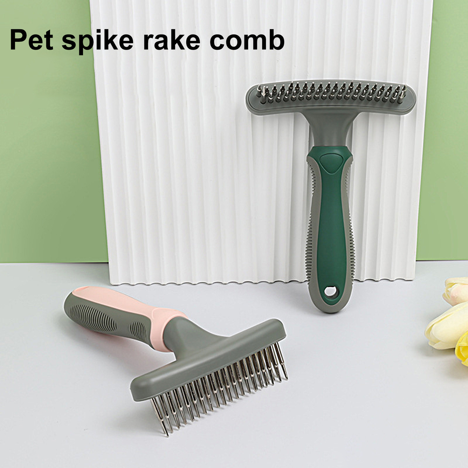 Cat Hair Brush Double Row Massage Pet Dog Cat Hair Grooming Rake Brush ...
