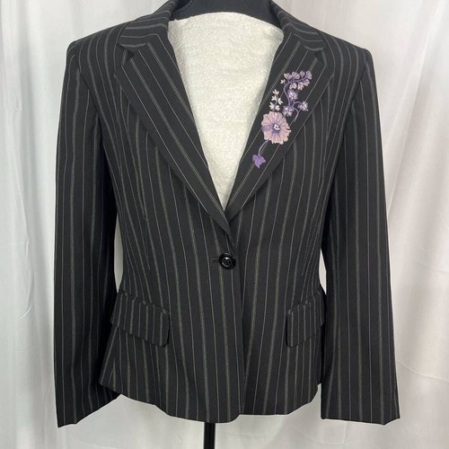 NEU Norton Mcnaughton Damen lila Blumen bestickt Blazer Größe 10 - Bild 7 von 10