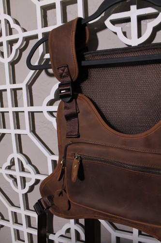 Leather Chest Rig Brown Mens Pockets Real Two Straps Bags Rectangle Streetwear G - Picture 2 of 15