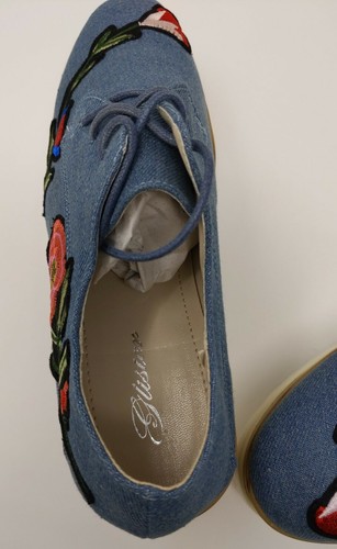Glister Platform Shoes Women’s Size 6 platform denim floral Mena-21 - Picture 12 of 12