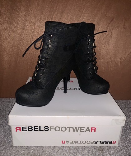 🖤Rebels Footwear Womens Folly Bootie Black Size 7🖤Punk Ankle Booties Heels🖤 - Picture 6 of 6