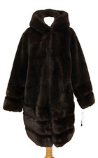 Brown Faux Fur Hooded Coat Size Ox Bnwt Bcbgmaxazria