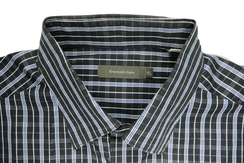 Camisa para hombre Ermenegildo Zegna XL a cuadros informal a rayas con botones de diseñador - Imagen 9 de 10