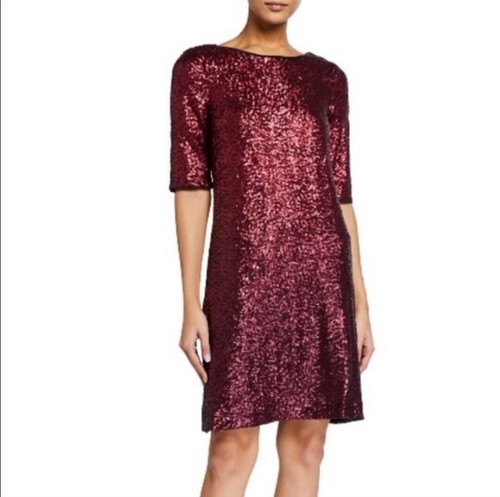 Neu mit Etikett Betsey Johnson burgunderrot ombre Pailletten Kleid Größe 6 - Bild 3 von 11
