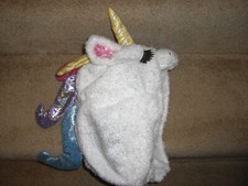 NEW Unicorn Plush Dangle Hat White Kids Childs Hat Rainbow Unicorn