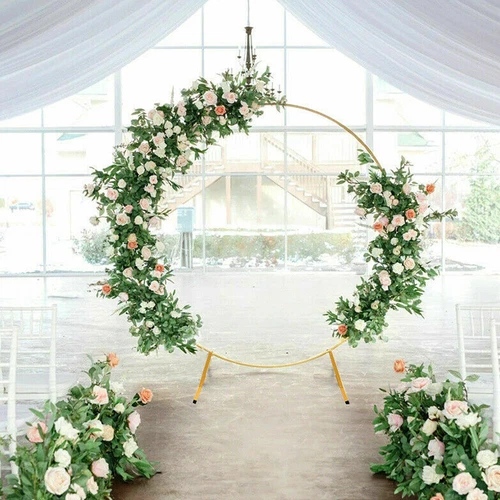 2M Round Hoop Balloon Arch Backdrop Flower Gold Display Stand Frame Wedding New - Picture 6 of 10