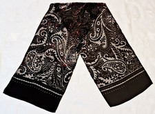 SCARF VINTAGE AUTHENTIC CUT VELVET PAISLEY ART BLACK MAUVE SILK BLEND LONG