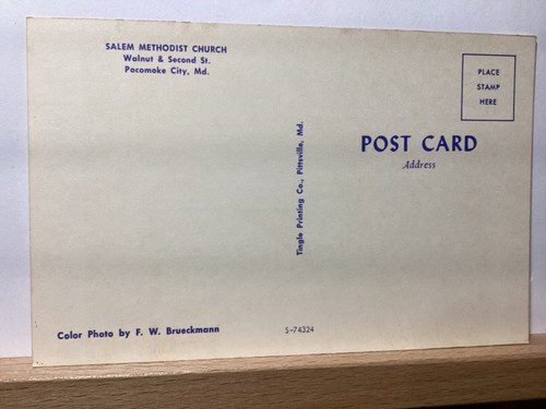 Iglesia Metodista de Salem, Nogal y Second St: Pocomoke City, MD - Postal de colección - Imagen 3 de 3