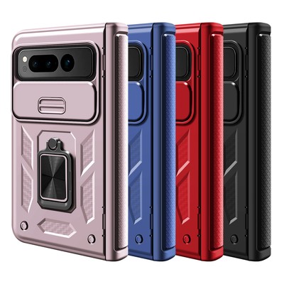 For Google Pixel Fold 5G Case Shockproof Metal Ring Holder Magnetic Hinge Cover