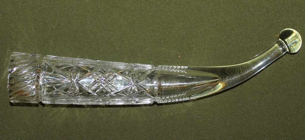 Vintage hand made cut glass drinking horn mug