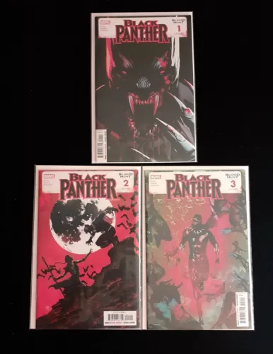 BLACK PANTHER BLOOD HUNT #1 THRU #3 COVER A FULL SET 3-BOOK MARVEL COMICS LOT NM