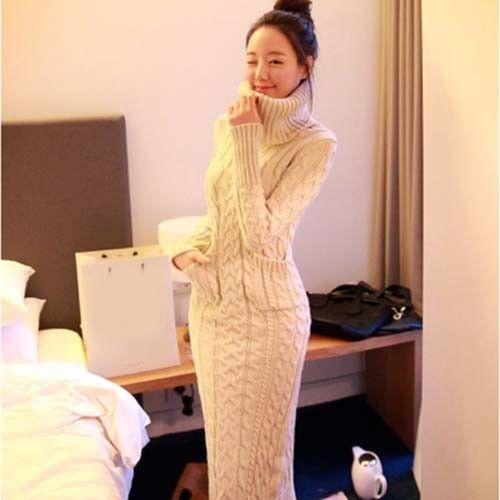 Women Fashion Warm Knit Long Slim 