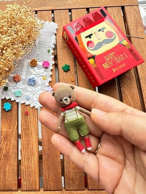 Christmas Bear, miniature bear, cute crochet, crochet doll, gift for friend