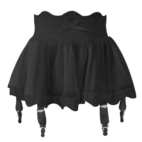 Women High Waist Lace Bandage Sexy Mini Skirt Garter Belt Adjustable Short Dress