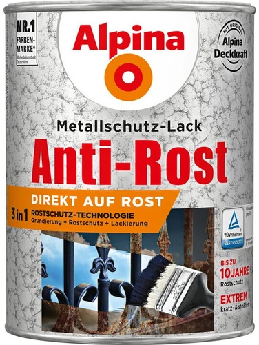 Alpina 3in1 Metallschutzlack 2,5l in silber hammerschlag