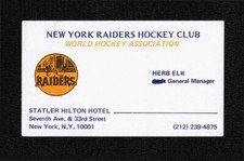 1972-73 NEW YORK RAIDERS BUSIINESS CARD ON BACK HOUSTON AEROS ASTRO HERB ELK GM 
