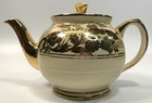Sadler England VTG Gold Cream Teapot Golden Flowers #1479 Gilded Ivory Beautiful