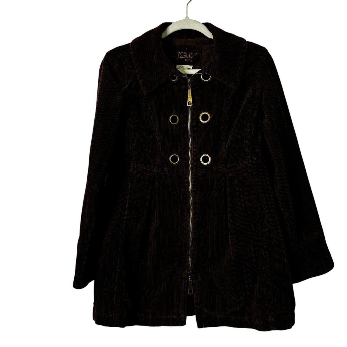 LAL Live A Little Jacket Small Brown Corduroy Gromets High Waist