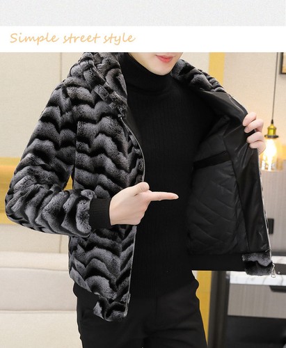 Winter New Men's Mink Fur Coats Cotton Thickened Hooded Fur Woolen Jacket Warm - Picture 10 of 18