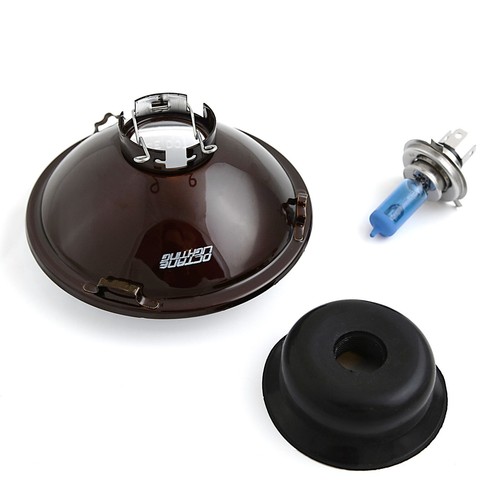 Faro halógeno transparente para motocicleta de 5-3/4"" faro de metal 6V 35w SW H4" bombilla - Imagen 6 de 10