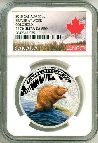 2015 Canada S$20 Beaver At Work Colorized NGC PF70 Ultra Cameo Box COA & OGP