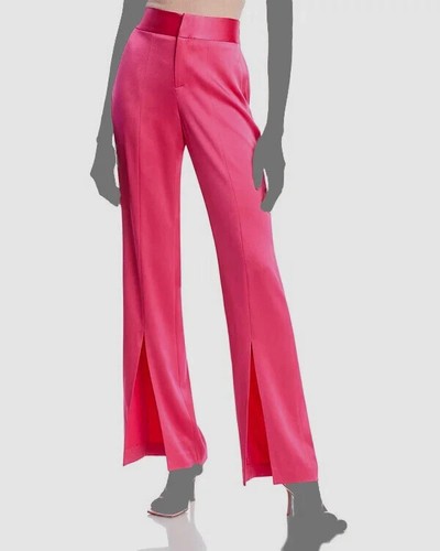 Alice + Olivia Jodi Satin Slit Front Pants in Candy Pink UK 10 New With Out Tags - Imagen 4 de 6