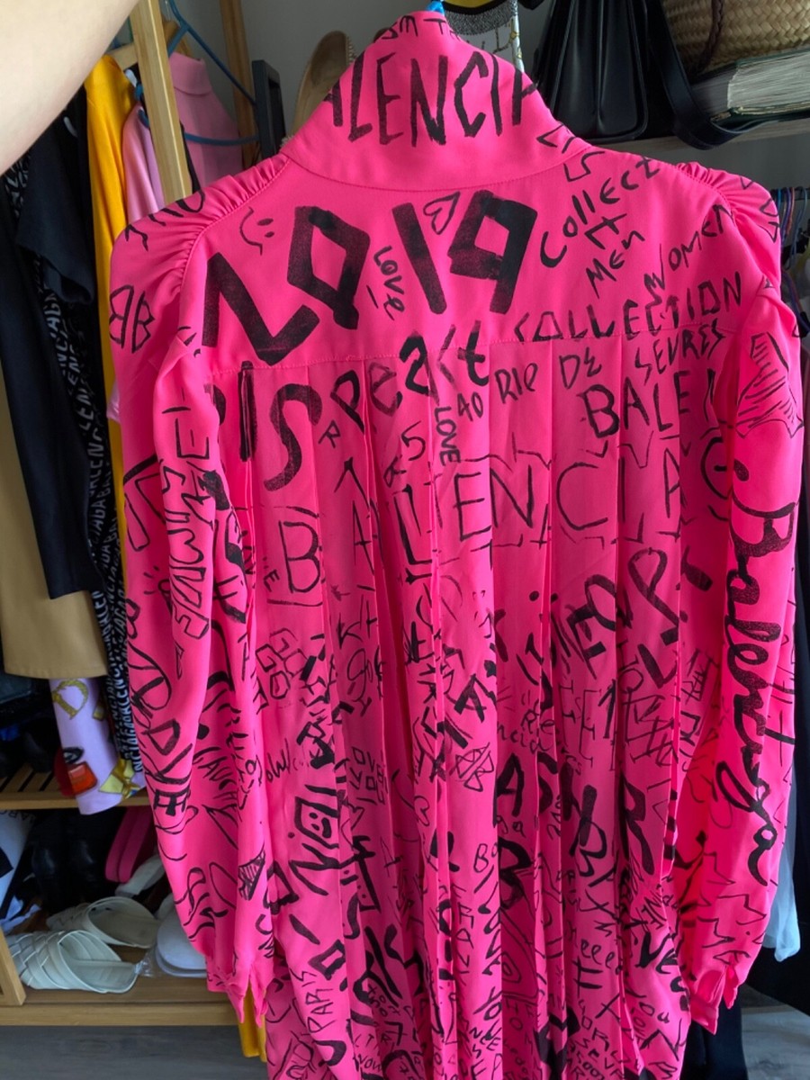 balenciaga pink graffiti dress Balenciaga 2019 Mini Dress - Pink Dresses, Clothing - BAL261864