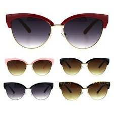 Womens Cat Eye Half Rim Horn Chic Designer Bifocal Reading Sunglasses