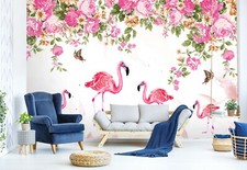 3D Flamingo Flower 2387NA Wallpaper Wall Mural Removable Self-adhesive Fay