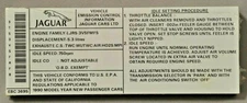 Jaguar  1990 Underhood Emission Sticker. Jaguar V12 XJS   NEW EBC-3695