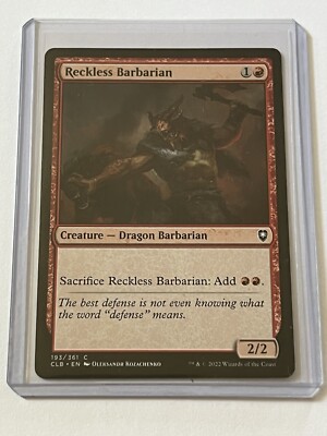 Reckless Barbarian 193  MTG Battle for Baldurs Gate 2022  Mint - 9.0 + Non Foil