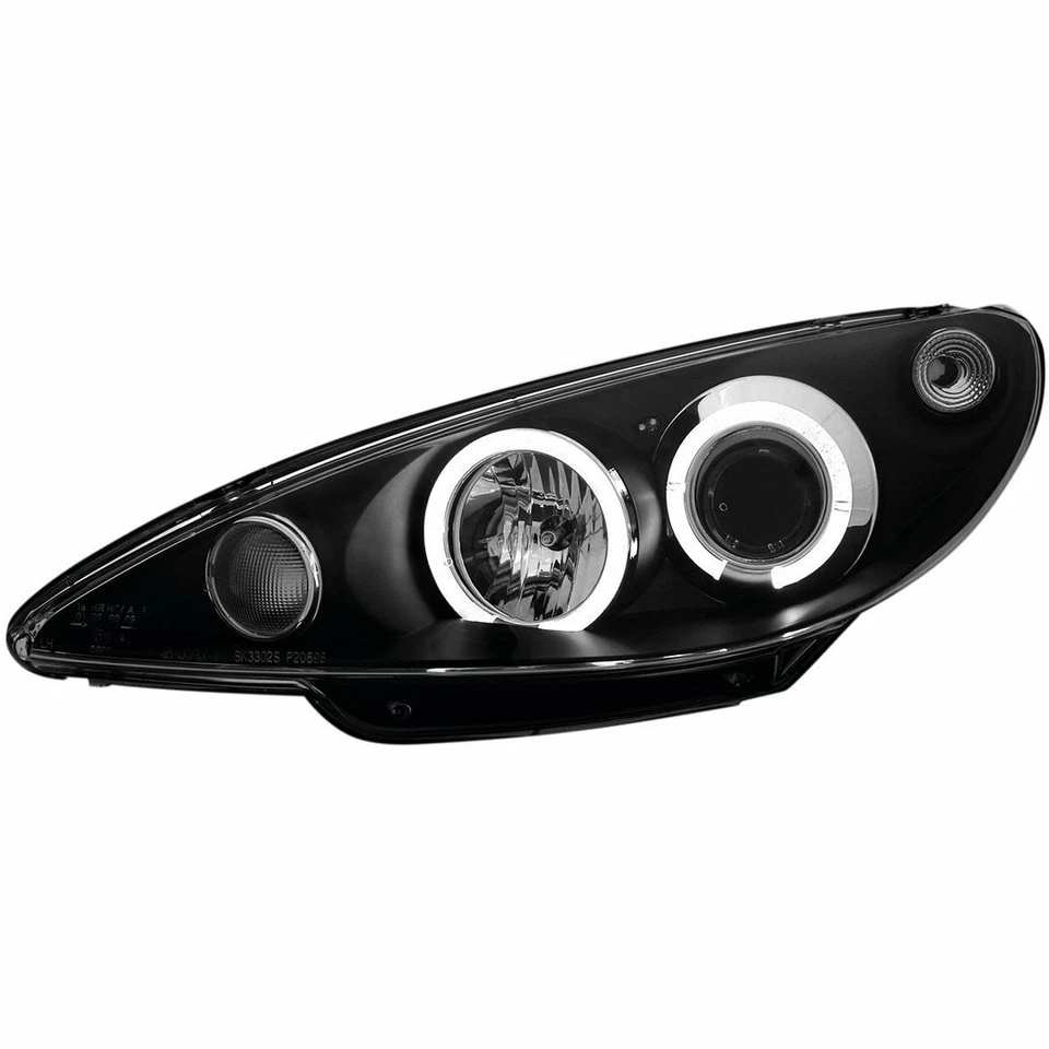 2 feux phare avant angel eyes led à fond noir PEUGEOT 206 phase 2 - Photo 2/4