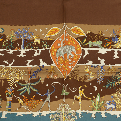 Hermes Scarf RIVES FERTILES 90cm Silk Carre Foulard CHRISTINE HENRY - Picture 9 of 9