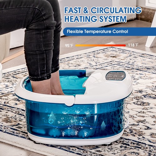 Bañera de spa para pies con burbujas y rodillos de masaje eléctricos para uso doméstico - Imagen 4 de 18