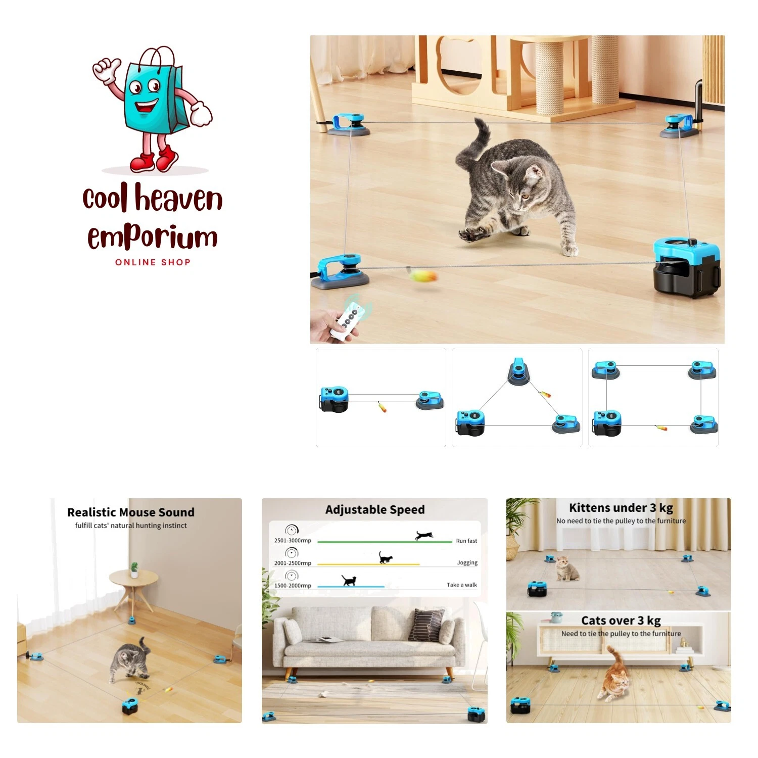 Upgraded Interactive Cat Toy for Indoor Cats, Cat Feather Toy Treadmill for B...