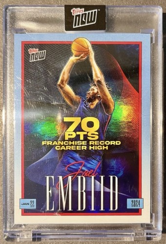 Joel Embiid 70 Points record NBA Basketball JE-1 76ers 2023-24 Topps Now + Base