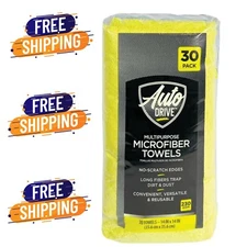 Auto Drive Multipurpose Microfiber Towels 14" x 14", Multicolor, 30 Count