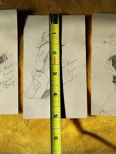 Sinbad, Popeye, Admiral Burp on Card Stock WWII Hand Drawn Pencil Art Lot  - Picture 7 of 7