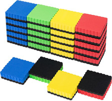 24 Pcs Magnetic Mini Dry Erase Erasers for Dry Erase Board, 4 Color