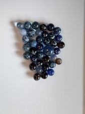 Lot of 35 Blue Swirl Glass Marbles Mixed Sizes Shooters Navy
