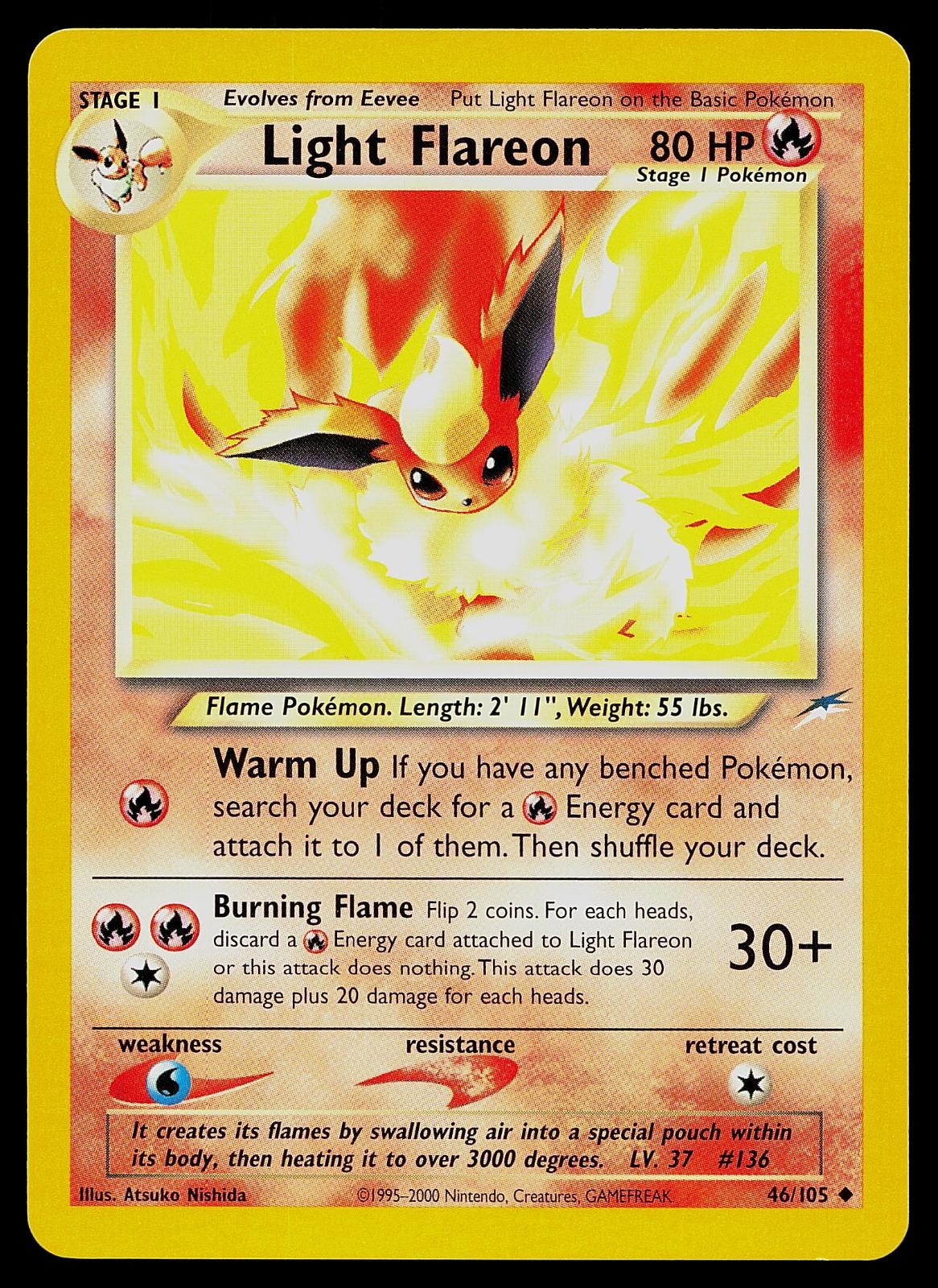Pokemon Card - Light Flareon Neo Destiny 46/105 Uncommon